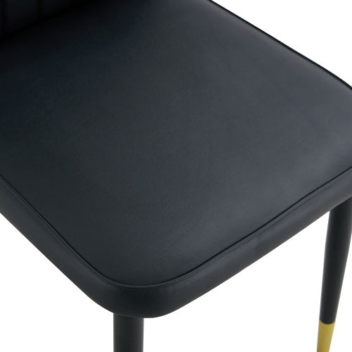 4 Modern Dining Chairs With Stylish PU Patterned Backrest And Black Metal Legs For A Comfortable Home Experience In The Kitchen, Bedroom And Office.