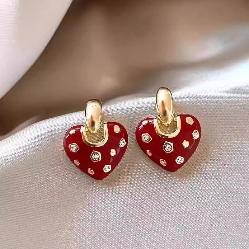 Fashion Red Love Women's Elegant Ear Studs