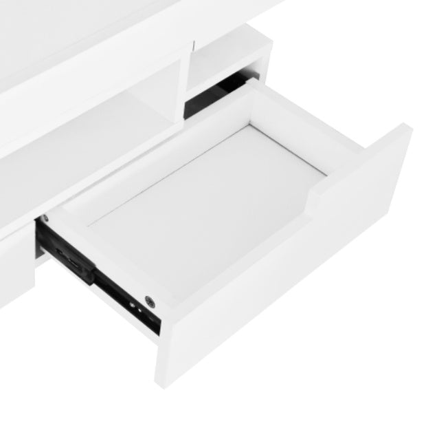 Coffee Table, High-Gloss Surface, With LED Light Strip, Four Drawers Front And Back, Large Storage Space