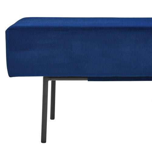 Contemporary Style Bedroom Velvet Upholstered Bench, Blue  45 X13x 17