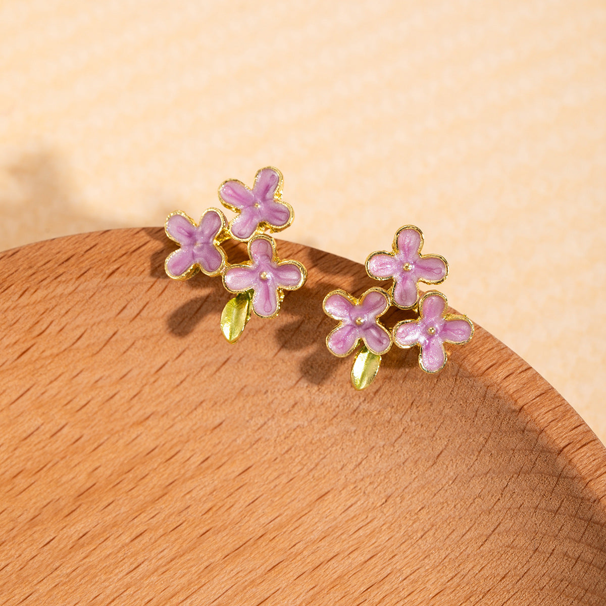 Silver Needle Mori Sweet Flower Stud Earrings