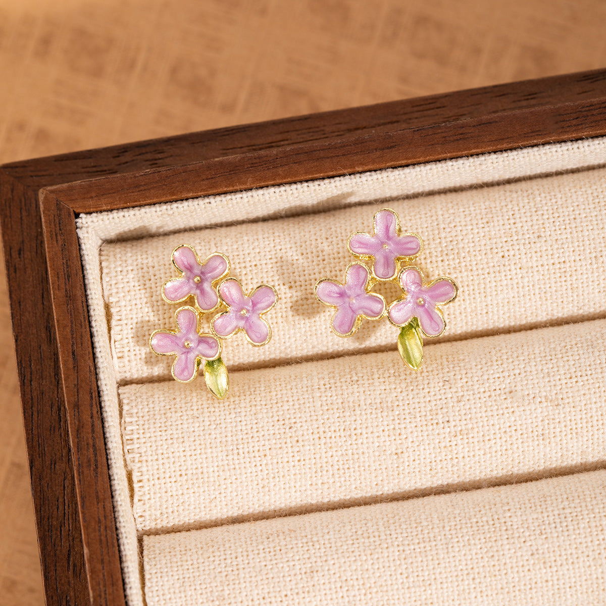 Silver Needle Mori Sweet Flower Stud Earrings
