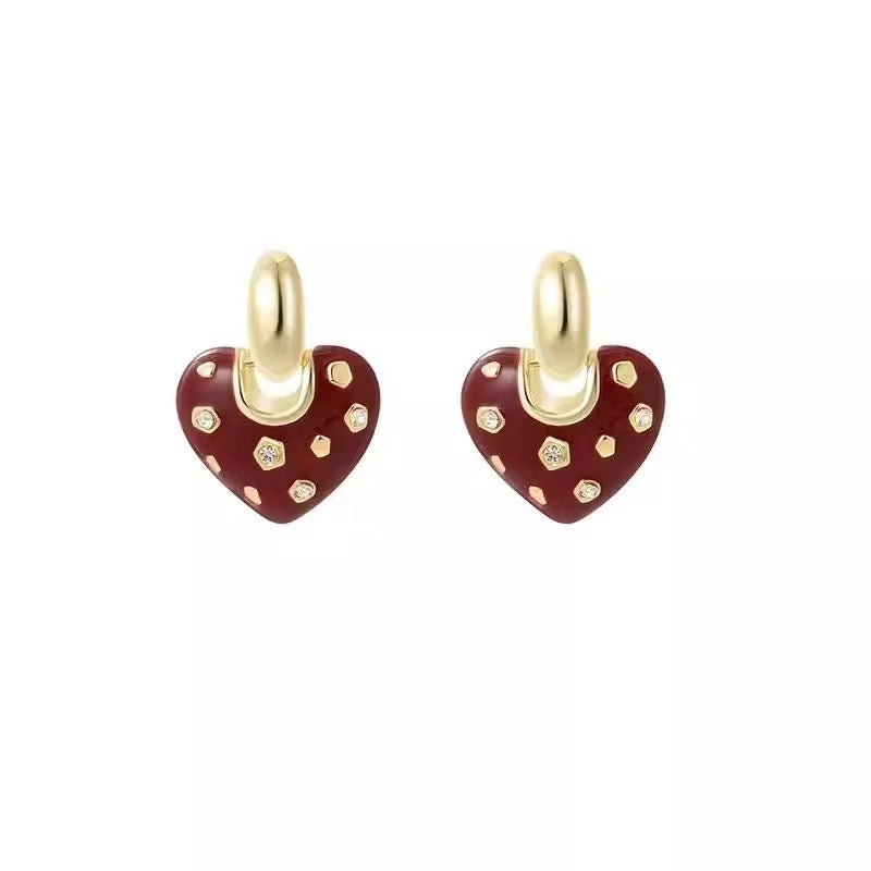 Fashion Red Love Women's Elegant Ear Studs