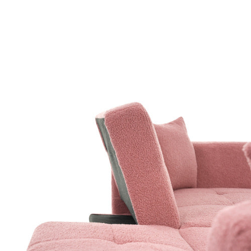 The Sofa Bed Has A Bed Function, Three Adjustable Backrest Angles, Gold Legs, Cushions And Side Storage Pockets