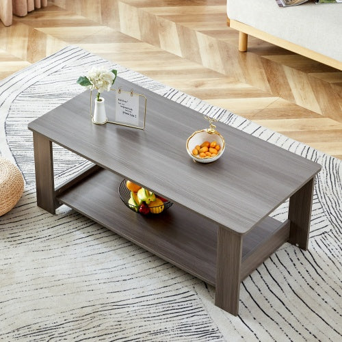 A Modern And Practical Gray Textured Coffee Table,tea Table.Double Layered Coffee Table Made Of MDF Material,. Suitable For Living Room,bedroom And Study Room. 43.3x21.6x16.5 CT16
