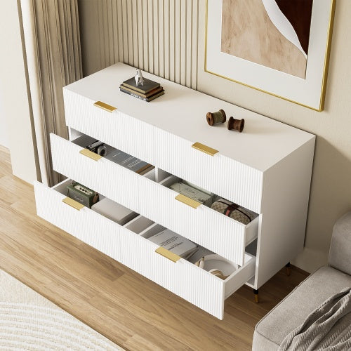 Elegant Sideboard With Modern Design, Chest Of Drawers And Plenty Of Storage Space, Golden Handles