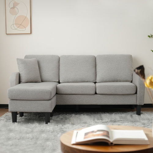 L-L-shaped Corner Sofa With Chaise Lounge  3Seater Sofa, 166 X 118 X 77 Cm, Breathable Cotton Linen Fabric, Plastic Legs, Modular Design, Ideal For Living Rooms, Apartments, And Offices