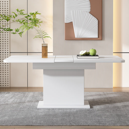 Extendable Dining Table, Dining Table With Storage, Rectangular Dining Table, Coffee Leisure Table, Modern Simple Iron Dining Table, Space-saving Multifunctional Dining Table, White