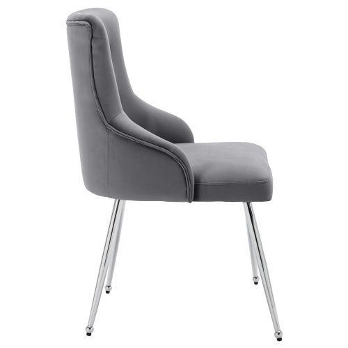 Button Pattern Dining Chair, Upholstered Armchair, Metal Leg Chairs, Modern Lounge Chair, Bedroom Living Room Chair With Lumbar Cushion, Grey Button Pattern Dining Chair, Upholstered Armchair, Metal L