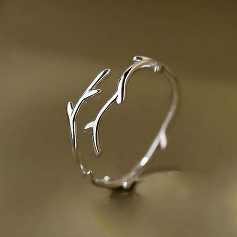 Minimalist Branches Classic Opening Adjustable Ring