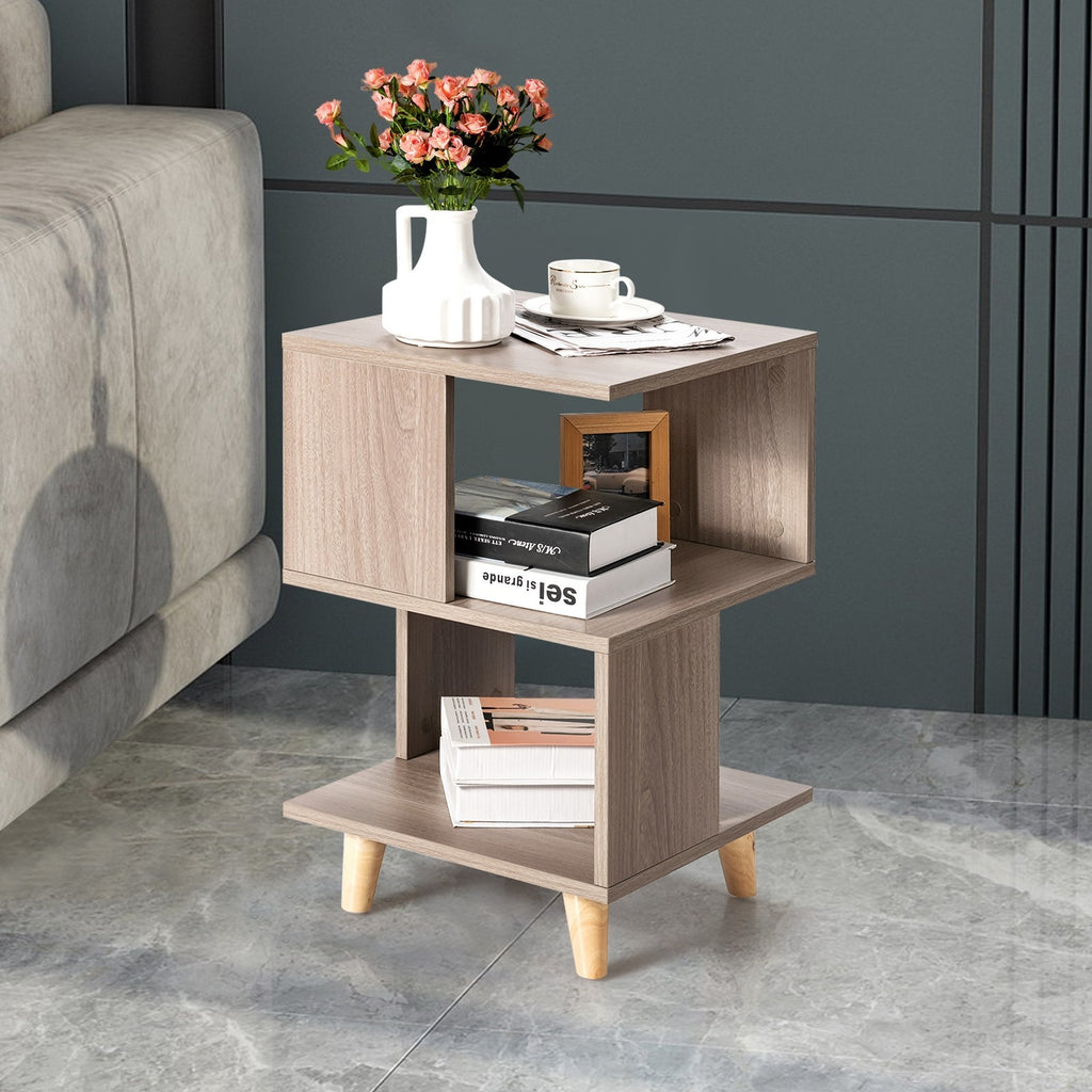 2 Pieces Wooden Modern Nightstand Set With Legs For Living Room