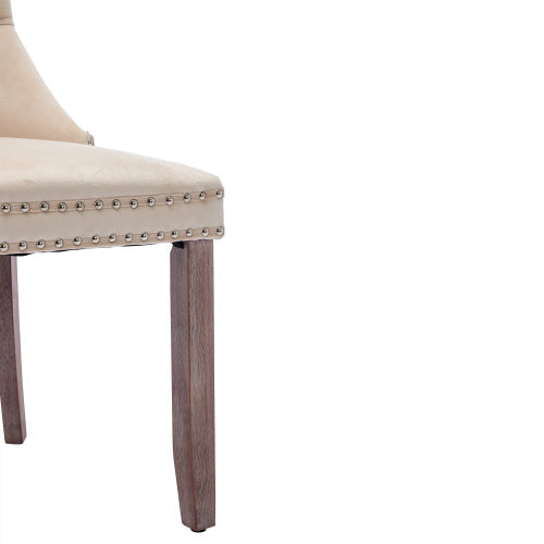 Modern Set Of 4 Upholstered Velvet Dining Chairs, Button Tufted Kitchen Lounge Chairs With Solid Wood Legs, Riveted Trim And Knocker Ring, For Dining Room Living Room,