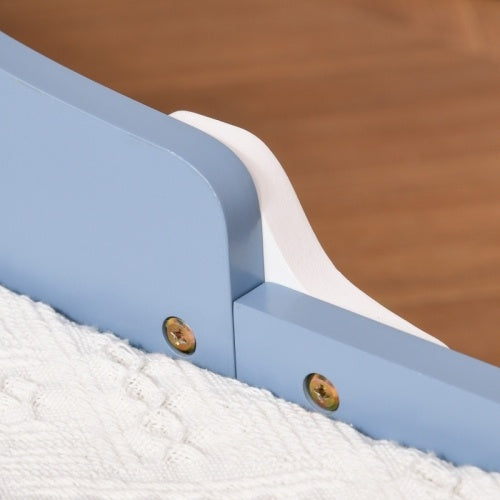 HOMCOM Toddler Bed Frame, Kids Bedroom Furniture For Boys Girls With Safe Guardrails, Low Junior Blue