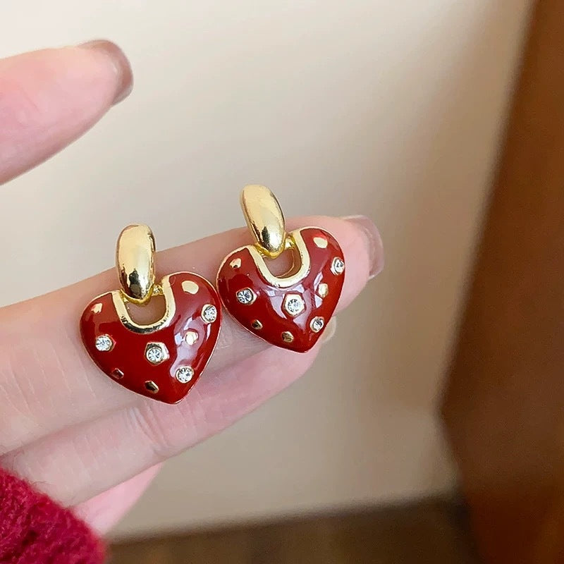 Fashion Red Love Women's Elegant Ear Studs