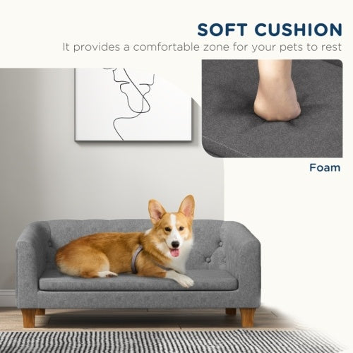 PawHut Dog Sofa Bed W  Soft Cushion For Medium Dogs - Grey