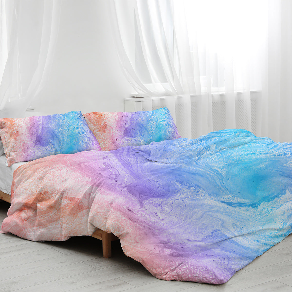 Luxury Bedding Set Rainbow Marble Duvet Cover Set Rock Girls Bed Cover Set Nature Colorful Bedlinen Twin Size