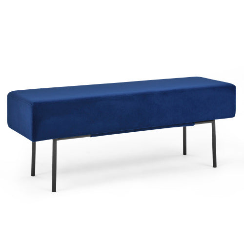 Contemporary Style Bedroom Velvet Upholstered Bench, Blue  45 X13x 17
