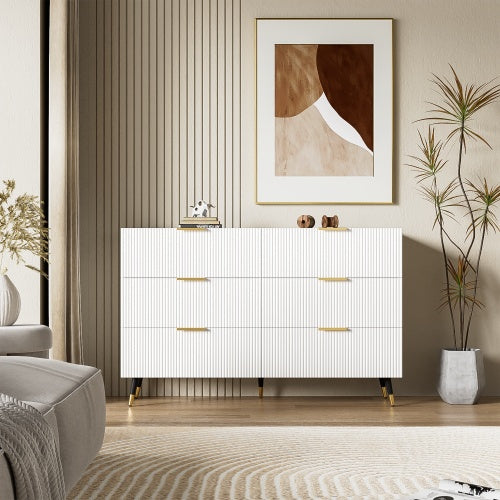 Elegant Sideboard With Modern Design, Chest Of Drawers And Plenty Of Storage Space, Golden Handles