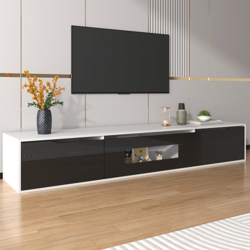 TV Cabinet, High-gloss TV Cabinet, Matching Colours In White And High-gloss Black, With Colour-changing LED Lights. Only Front Cabinet Door High-gloss