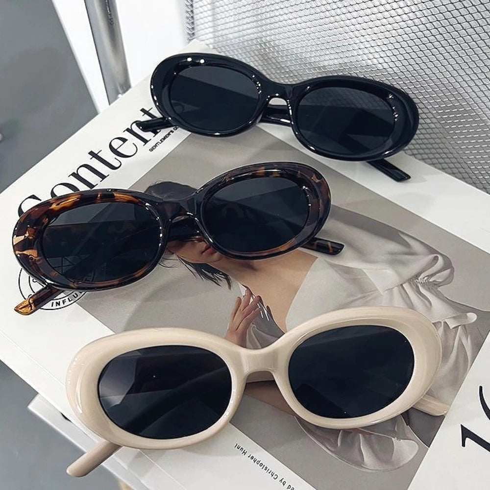 American Retro Elliptical Sunglasses - 3D Star Decor Small Frame Fashion Casual Sun Glasses for Outdoor Unisex Eyewear Accessory
