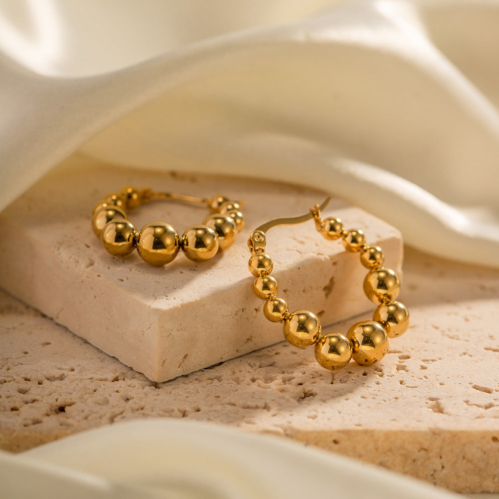 Stainless Steel Bead Eardrop Earring