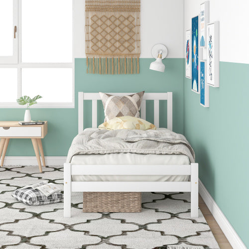 Wooden Bed Frame, Single Bed 3ft Solid Wooden Bed Frame, Bedroom Furniture For Adults, Kids, Teenagers ,90 X 190 Cm