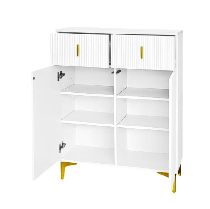 Wardrobe Set With Shoe Bench And Cushion, Wardrobe Front With Hooks, Shoe Cabinet With Drawers And Doors