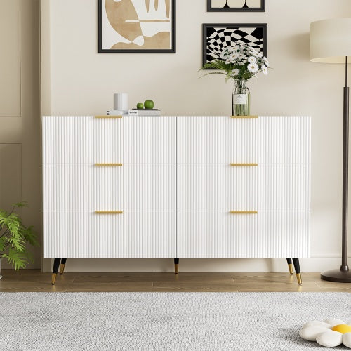 Elegant Sideboard With Modern Design, Chest Of Drawers And Plenty Of Storage Space, Golden Handles