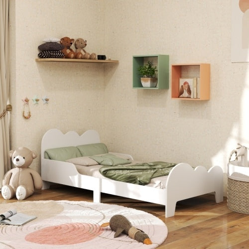 AIYAPLAY Cloud-Themed Toddler Bed Frame With Safety Rails, 143.5 X 74.5 X 56cm