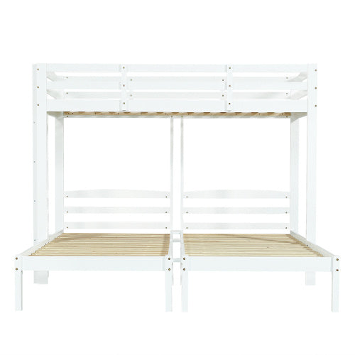 Bunk Bed Triple Sleeper With Side Ladder For Children And Teens 3FT, White 90x190cm,90x200cm  Mattress Not Included
