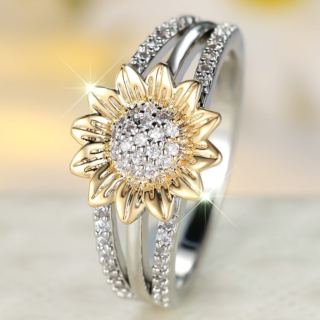 Sunflower Full Diamond Fashion Ring For Women
