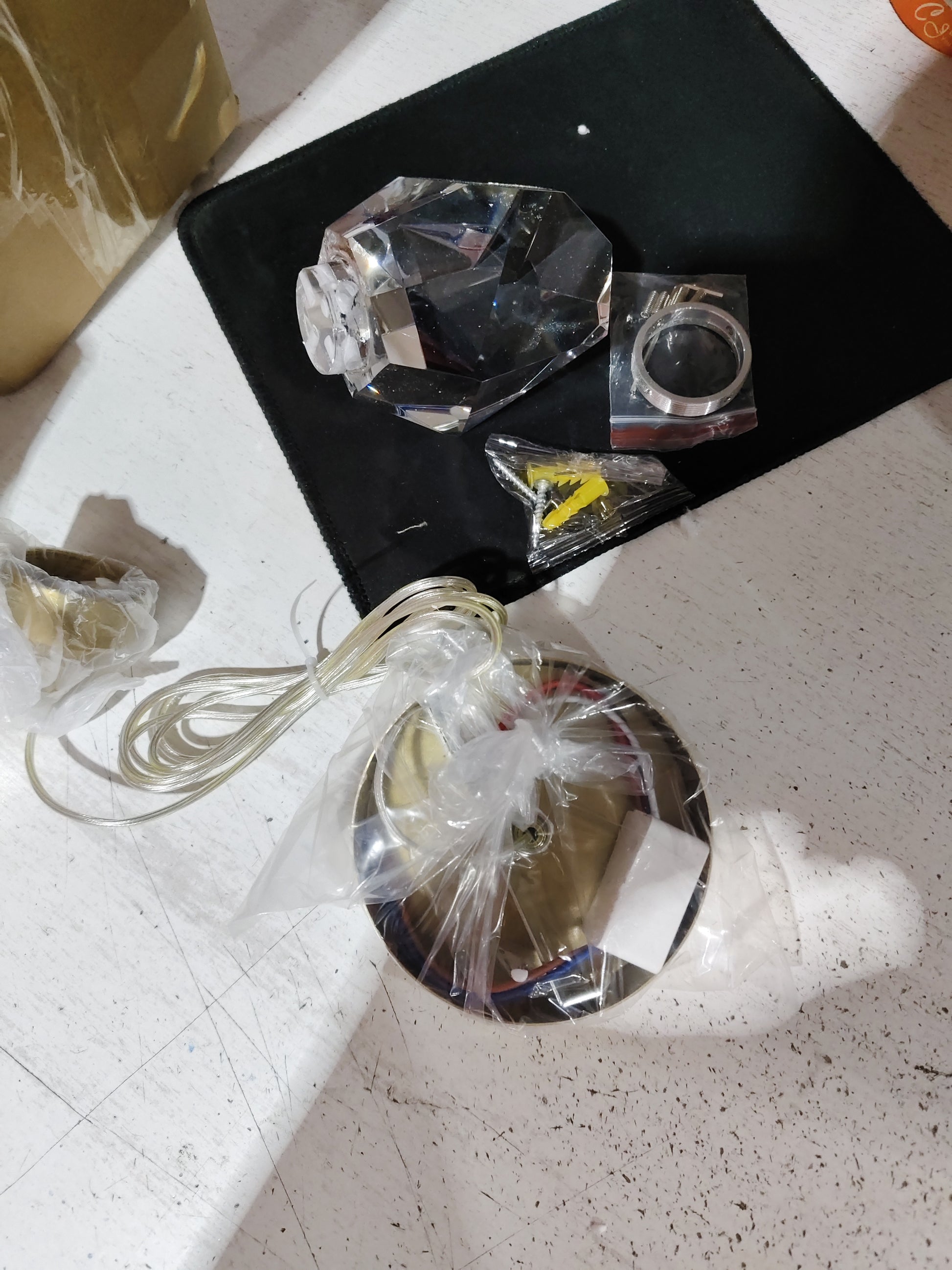 All Copper Light Luxury Crystal Chandelier Modern Minimalist Restaurant Three-Head Chandelier