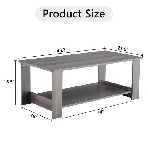 A Modern And Practical Gray Textured Coffee Table,tea Table.Double Layered Coffee Table Made Of MDF Material,. Suitable For Living Room,bedroom And Study Room. 43.3x21.6x16.5 CT16