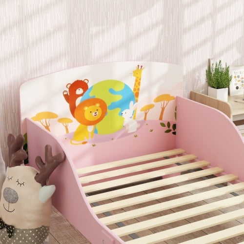 AIYAPLAY Cute Animal-Themed Toddler Bed, With Safety Rails, 143 X 77 X 60cm