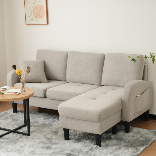 L-L-shaped Corner Sofa With Chaise Lounge  3Seater Sofa, 166 X 118 X 77 Cm, Breathable Cotton Linen Fabric, Plastic Legs, Modular Design, Ideal For Living Rooms, Apartments, And Offices