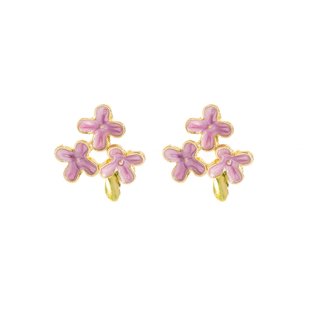 Silver Needle Mori Sweet Flower Stud Earrings