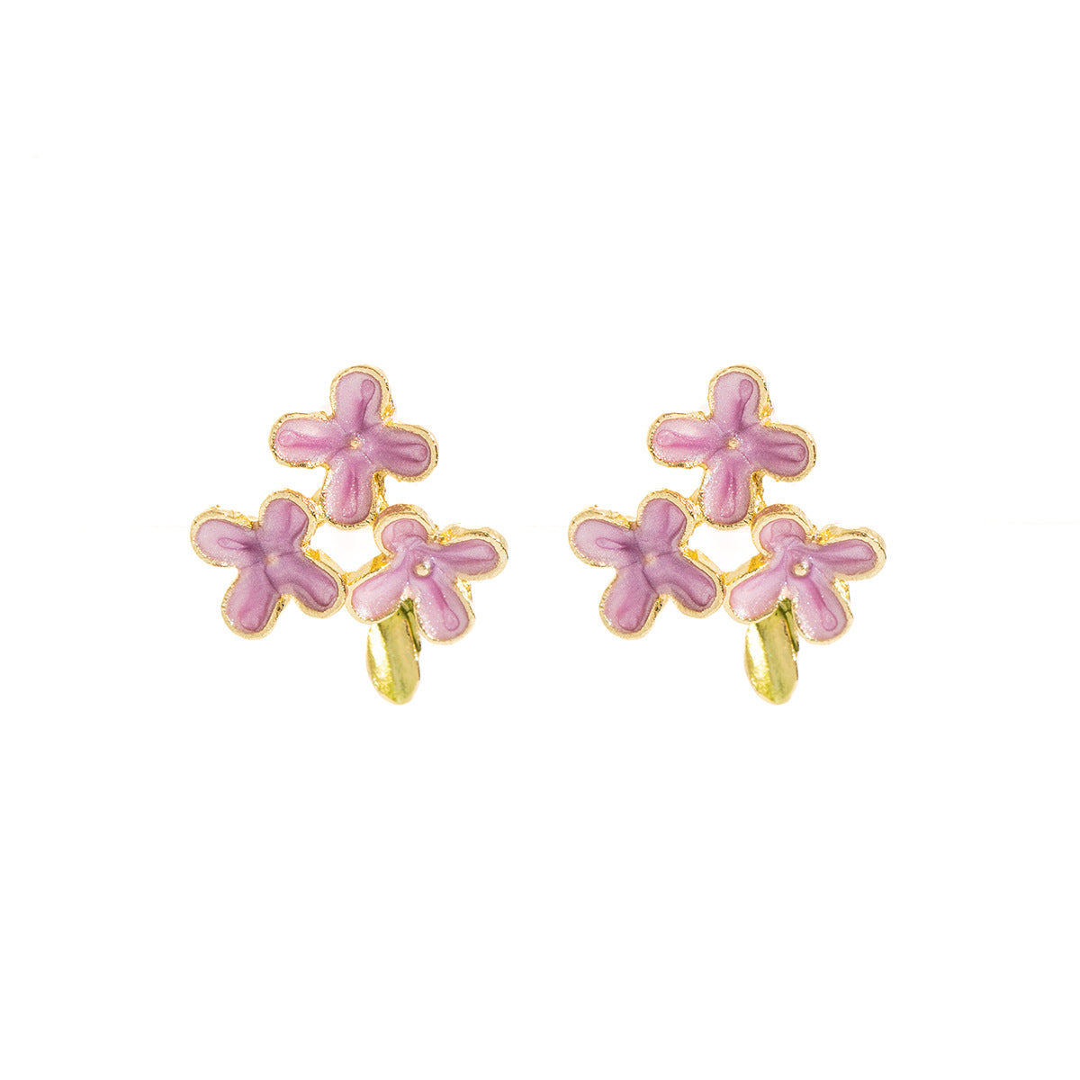 Silver Needle Mori Sweet Flower Stud Earrings