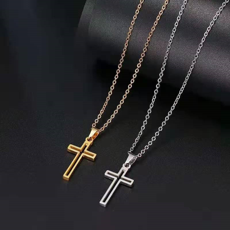 Hip Hop Style Cross Necklace Men's Trendy Titanium Steel Women's