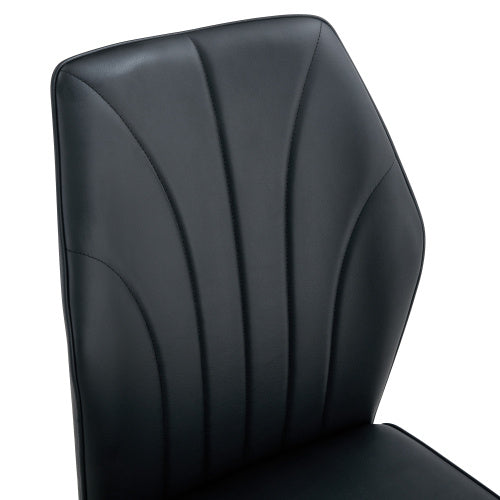 4 Modern Dining Chairs With Stylish PU Patterned Backrest And Black Metal Legs For A Comfortable Home Experience In The Kitchen, Bedroom And Office.