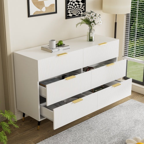 Elegant Sideboard With Modern Design, Chest Of Drawers And Plenty Of Storage Space, Golden Handles