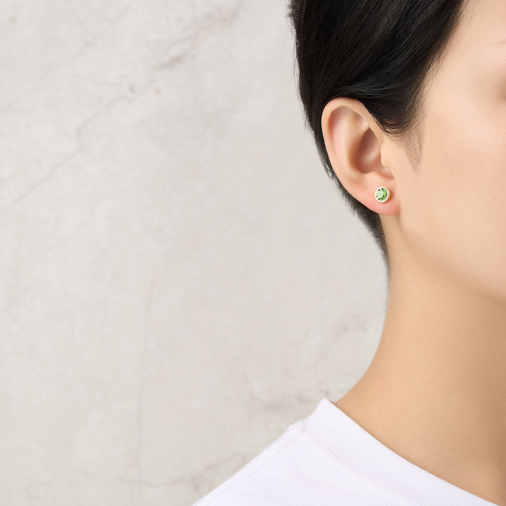 Gold Plated August (Peridot) Birthstone Necklace & Earrings Set Created with Zircondia® Crystals