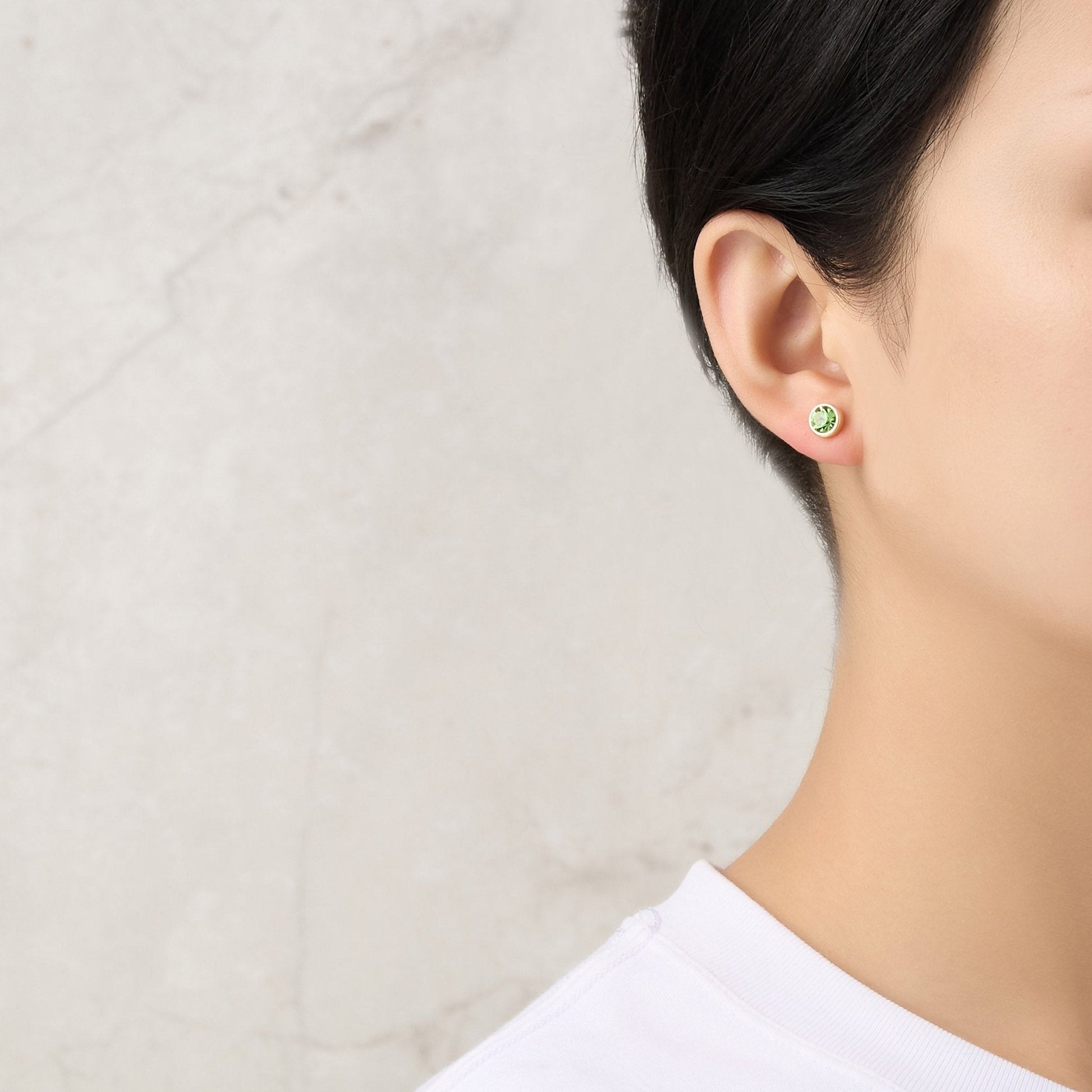 Gold Plated August (Peridot) Birthstone Necklace & Earrings Set Created with Zircondia® Crystals