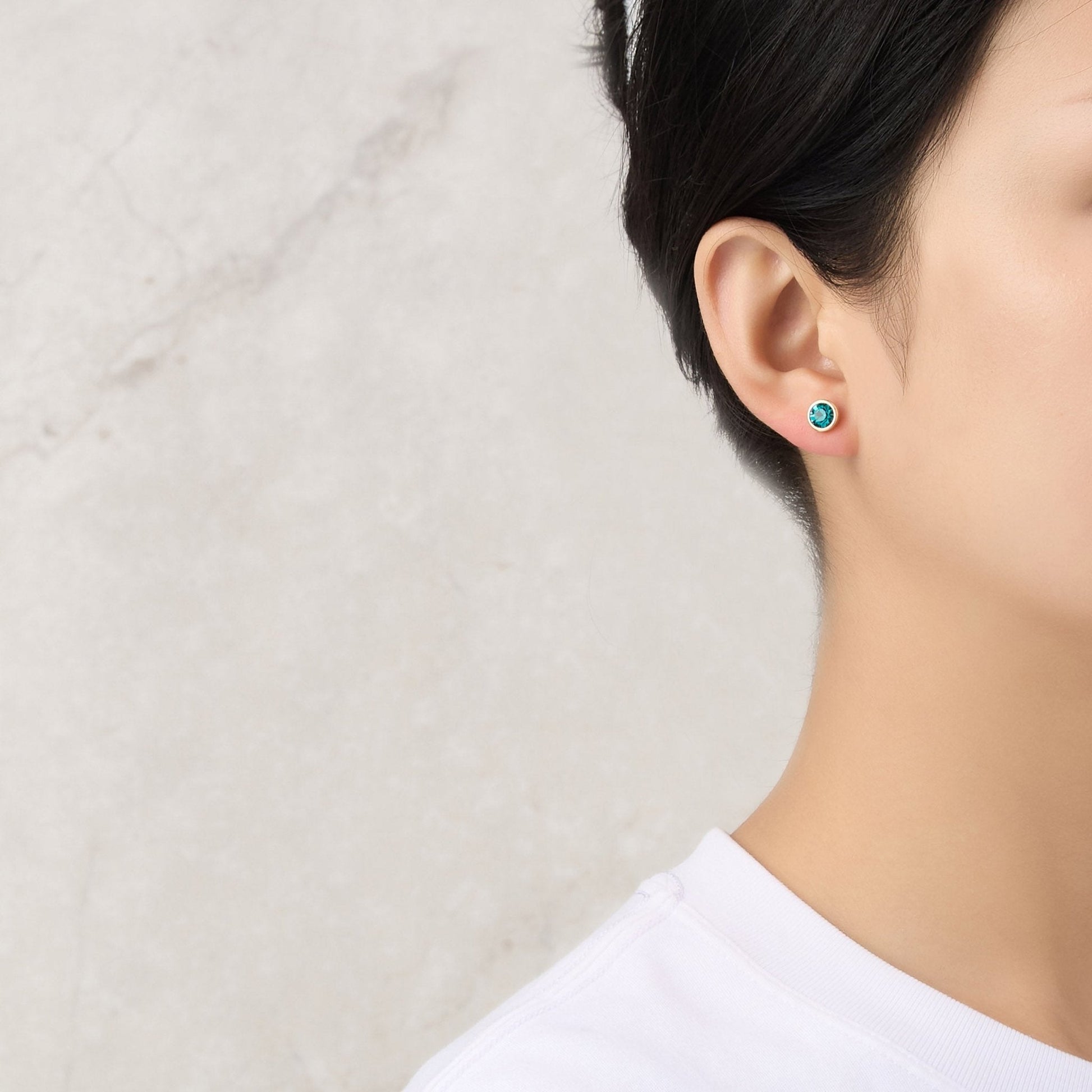 Gold Plated December (Blue Topaz) Birthstone Necklace & Earrings Set Created with Zircondia® Crystals