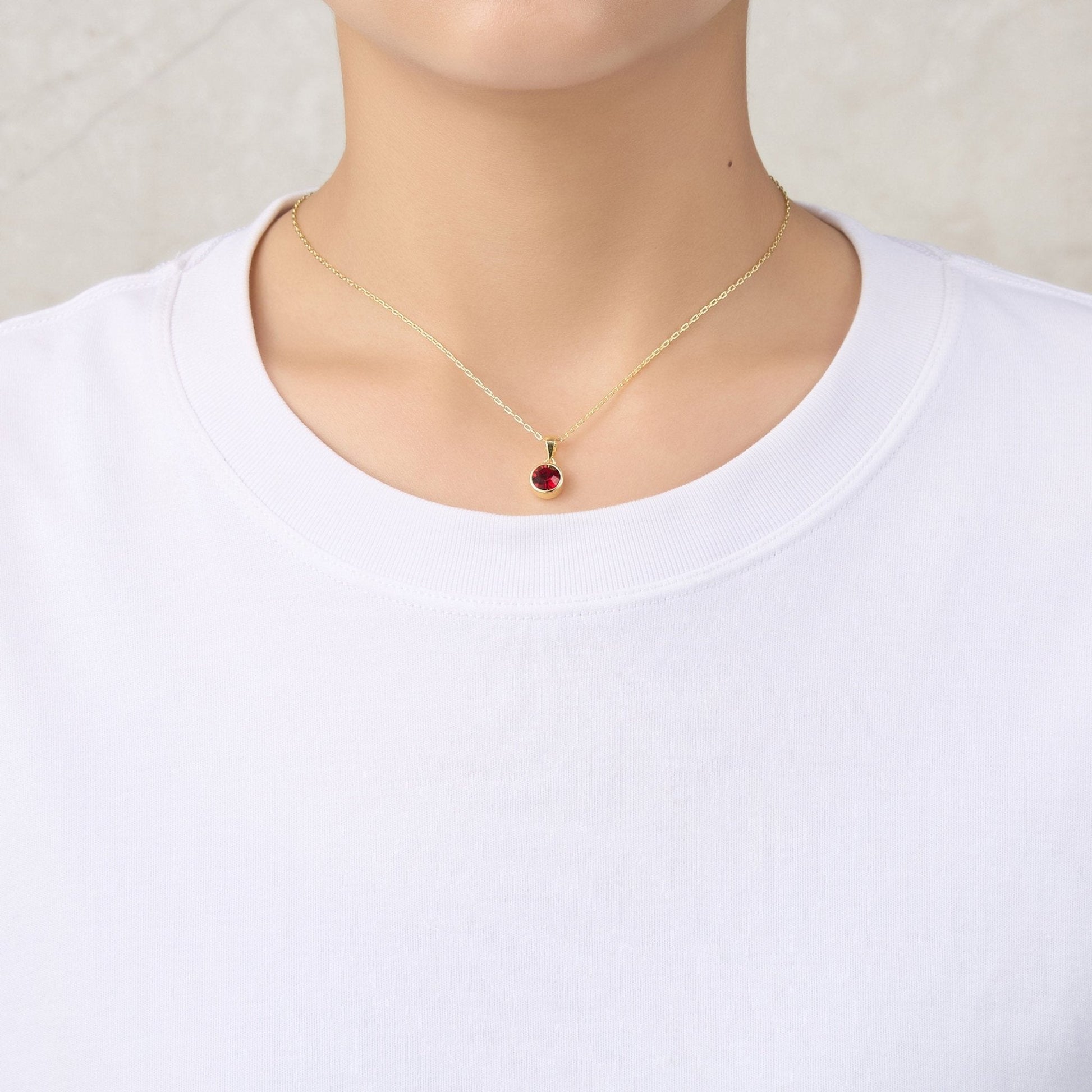 Gold Plated January (Garnet) Birthstone Necklace & Earrings Set Created with Zircondia® Crystals