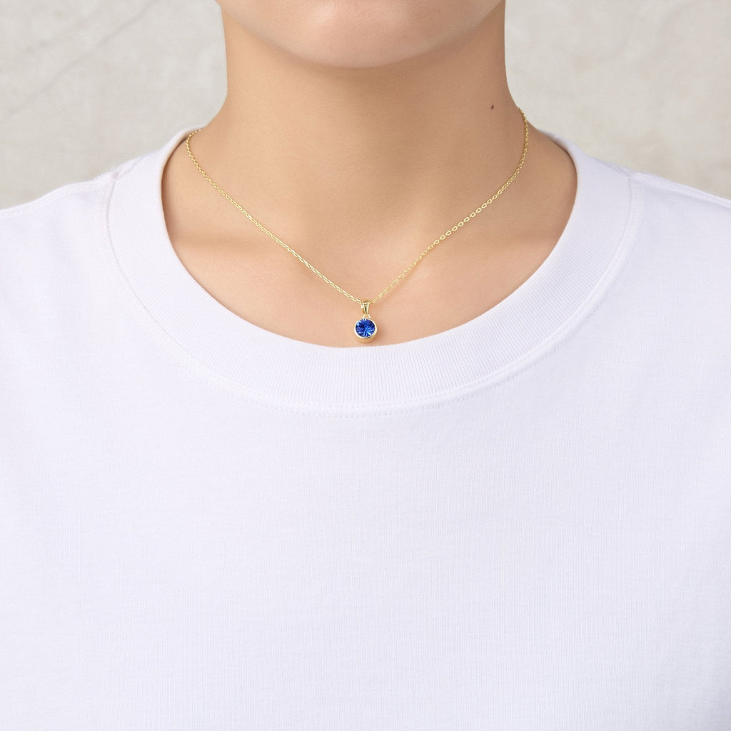 Gold Plated September (Sapphire) Birthstone Necklace & Earrings Set Created with Zircondia® Crystals