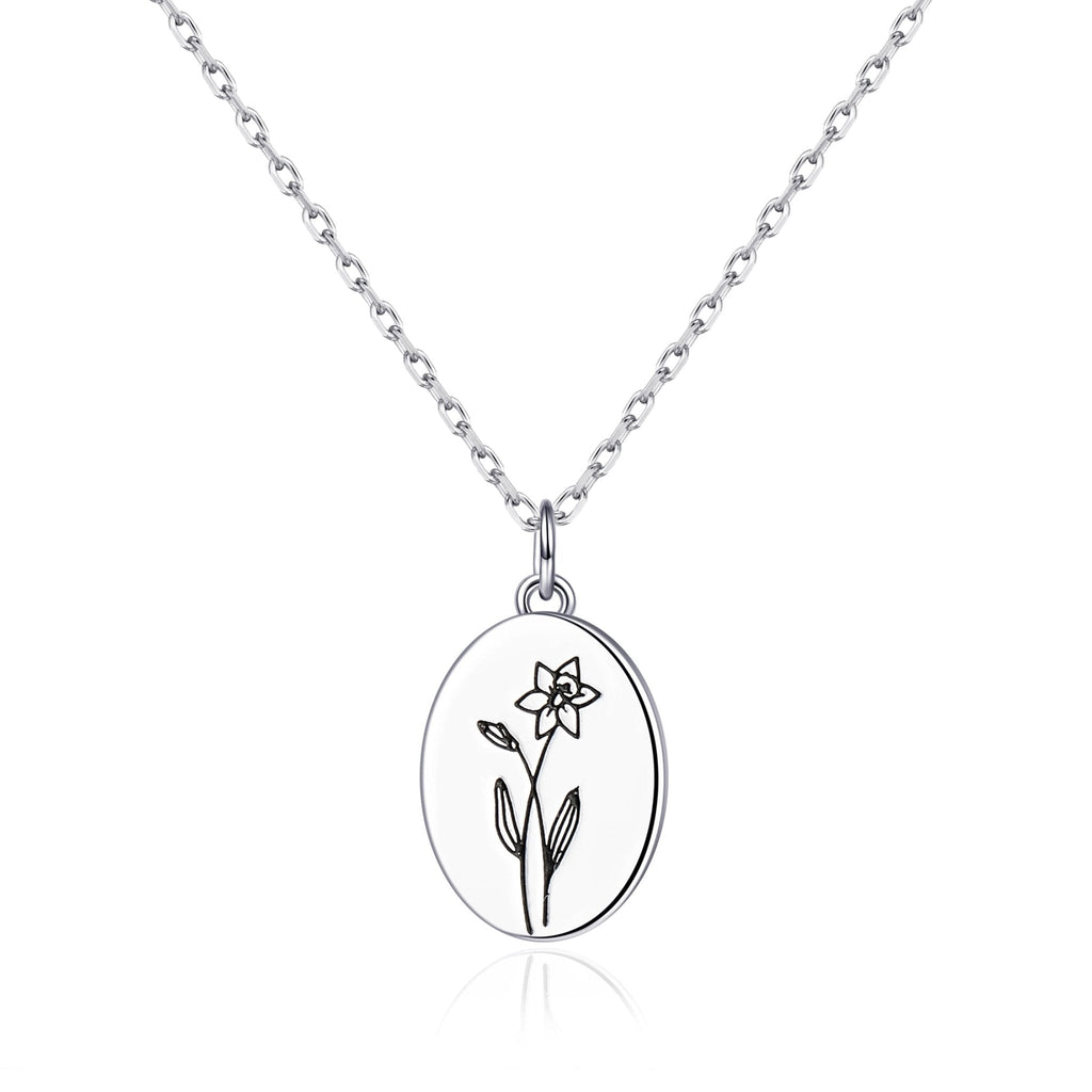 March Birth Flower Daffodil Necklace with Card