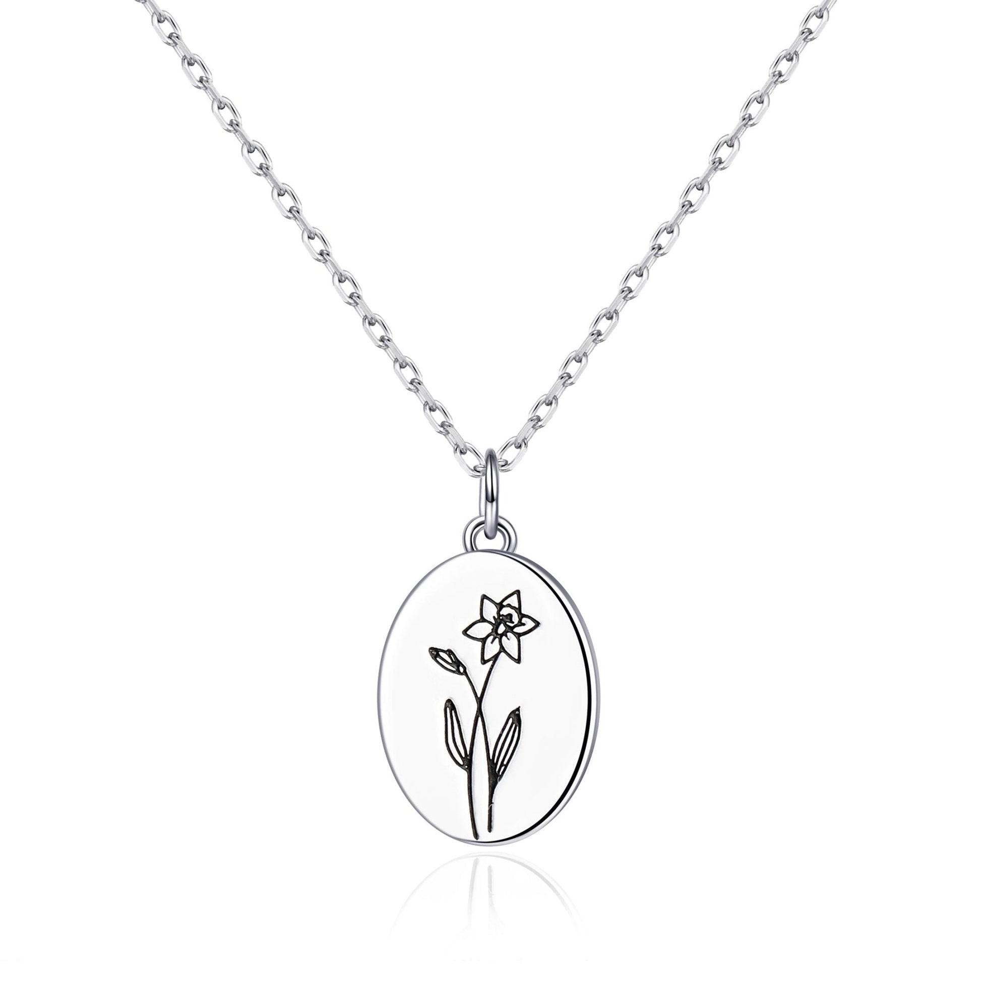 March Birth Flower Daffodil Necklace with Card