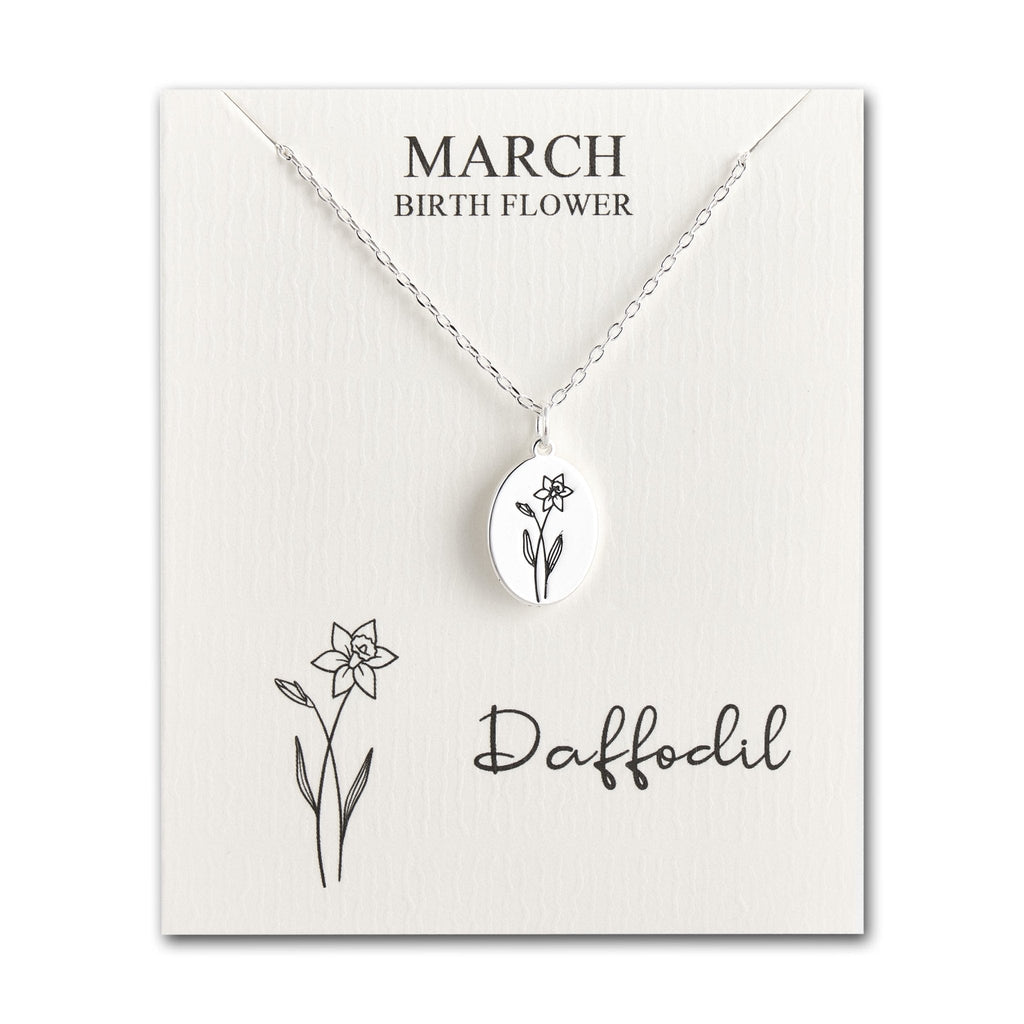 March Birth Flower Daffodil Necklace with Card
