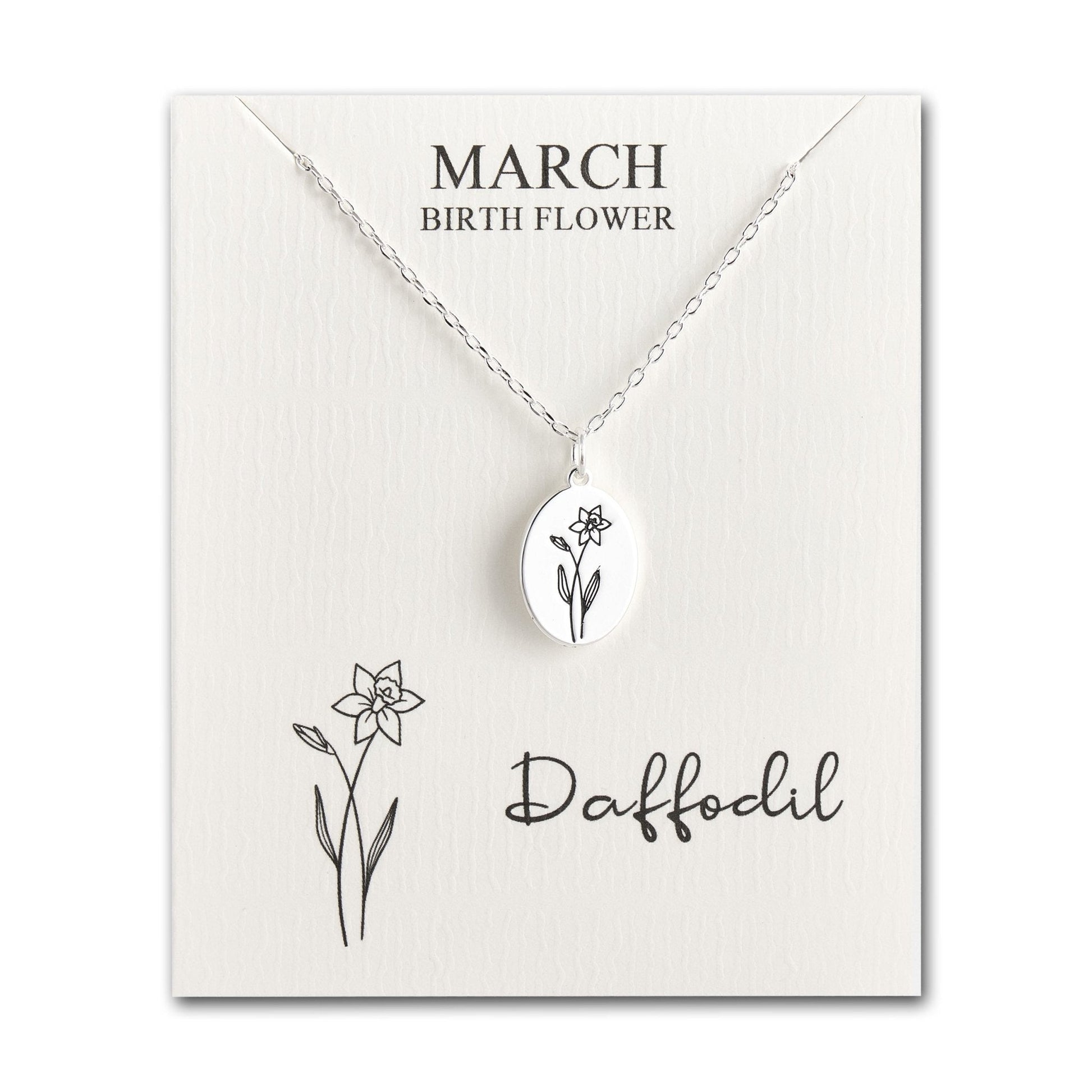 March Birth Flower Daffodil Necklace with Card