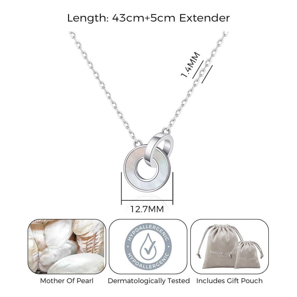 Mother of Pearl Gemstone Circle Link Necklace